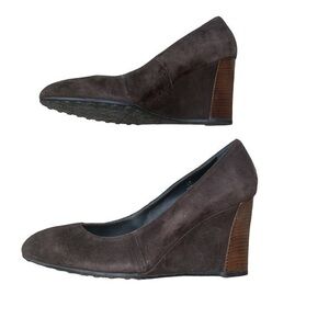 TODS Suede Brown Wedge Pump
